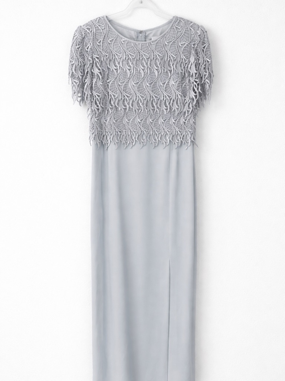 Vintage Cattiva Slate Blue Formal Gown Sz 16 Mother of the Bride Lace Dress